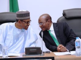 President Buhari with Governor Central Bank of Nigeria Mr Godwin Emefiele