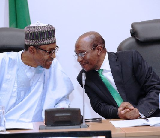 President Buhari with Governor Central Bank of Nigeria Mr Godwin Emefiele