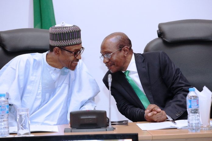 President Buhari with Governor Central Bank of Nigeria Mr Godwin Emefiele