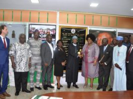 Minister of Information and Culture, Alhaji Lai Mohammed, with members of the AFRIMA delegation and the chief executives of the NTA, NAN and VON