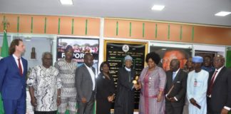 Minister of Information and Culture, Alhaji Lai Mohammed, with members of the AFRIMA delegation and the chief executives of the NTA, NAN and VON