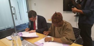 Minister of Information and Culture Lai Mohammed and Sir Ciaran Devane
