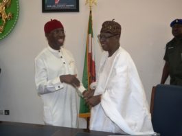 Executive Governor of Delta State - Sen. Ifeanyi Okowa and Hon. Min. of Information and Cullture - Alh. Lai Mohammed during Courtesy Visit