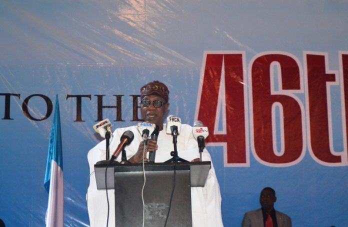 Hon. Min. of Information and Culture delivering his speech during the 46th NCI Meeting
