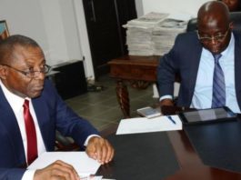 Auditor-General for the Federation, Mr. Anthony Mkpe Ayine and Director, Governance, World Bank, Dr. Edward Olowo-okere