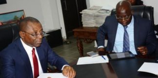 Auditor-General for the Federation, Mr. Anthony Mkpe Ayine and Director, Governance, World Bank, Dr. Edward Olowo-okere
