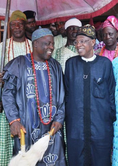 Lai Mohammed with the Olusin of Isanlu-Isin, Oba Solomon Oloyede