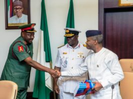 Acting President Yemi Osinbajo, meets with Defence Minister & Military service chiefs