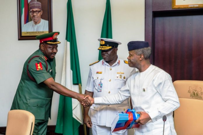 Acting President Yemi Osinbajo, meets with Defence Minister & Military service chiefs