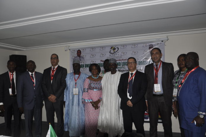 The FCT Minister, Mallam Muhammed Musa Bello (5th from right), Representative of the Hon. Minister of Transportation, Dr. Mrs Anthonia Ekpa, President of AUTLO, Mustapha Chaonne (Morocco) 3rd from left, 1st Vice President and National Chairman NARTO, Dr. Kassim I.Bataiya (Nigerian) 4th from left and other Executive members of the Organization during the opening of the meeting by the Hon. Minister of Transportation in Abuja.