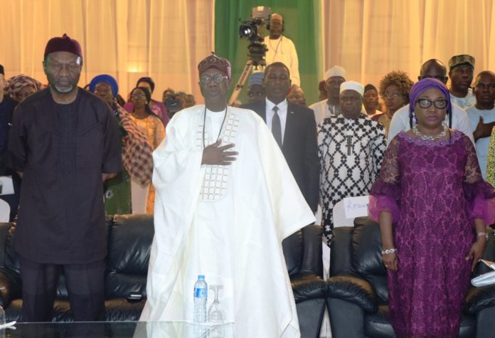 Pix 2 The Minister of Information and Culture, Alhaji Lai Mohammed (middle); Minister of Budget and National Planning, who represented the President, Senator Udoma Udo Udoma (left), and the Head of the Civil Service of the Federation, Mrs. Winifred Oyo-Ita, at the “Testimonies of Change,” a programme showcasing the achievements of the present administration from the perspective of Nigerians, at the State House, Abuja, on Sunday night.