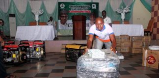 Mr Abugu Warefade, beneficiary of the starter packs materials in Warri, in the bid to create awareness in the impacted communities across the Niger Delta States, held on Febuary,8 2019.