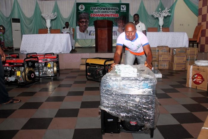 OSAPND Mr Abugu Warefade, beneficiary of the starter packs materials in Warri, in the bid to create awareness in the impacted communities across the Niger Delta States, held on Febuary,8 2019.