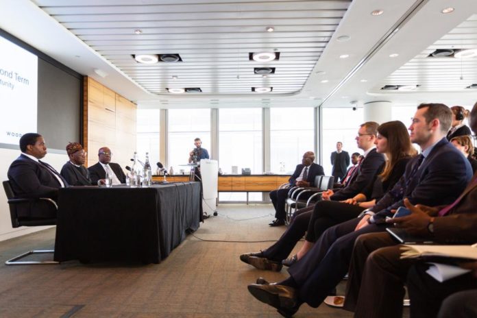 IMG-20190418-WA0032 The Minister of Information and Culture, Alhaji Lai Mohammed (middle), fielding questions from participants at the Breakfast Meeting with investors, business community, lawyers and diplomats with ties to Nigeria in London on Thursday