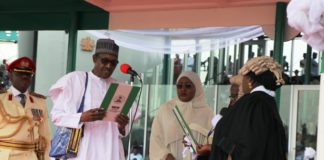President Muhammadu Buhari taking his Oath of Office & Oath of Allegiance as the President of the Federal Republic of Nigeria.