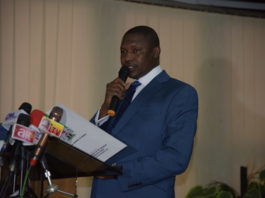 HAGF, Malami Abubarka delivering speech at the reception