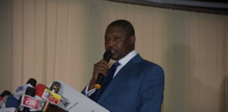 HAGF, Malami Abubarka delivering speech at the reception