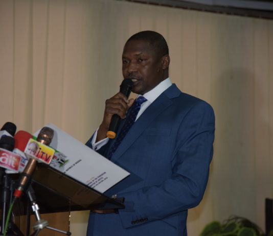 HAGF, Malami Abubarka delivering speech at the reception