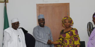 Picture Showing Left to Right Director Human Resources Management Elbaff Mandi, Permanent Secretary Musa Istifanus and Co-Ordinator (SERVICOM) Mrs Akajemeli Nnenna at the inauguration of the Ministry of Communications Ministerial SERVICOM Committees