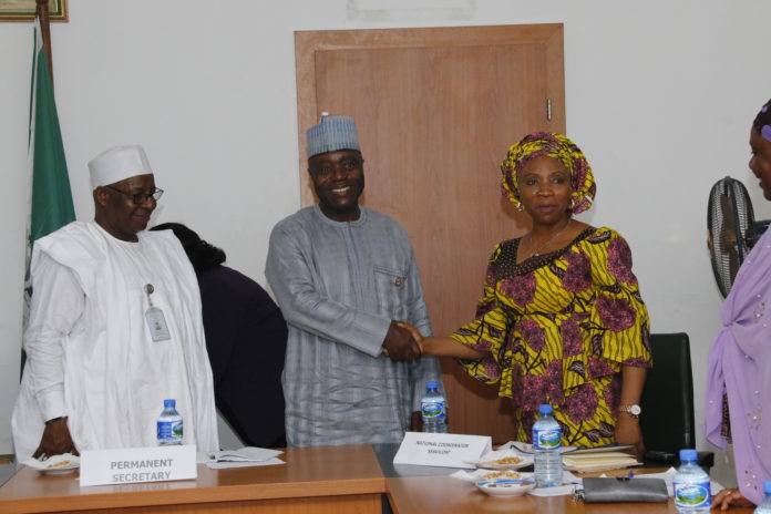 Picture Showing Left to Right Director Human Resources Management Elbaff Mandi, Permanent Secretary Musa Istifanus and Co-Ordinator (SERVICOM) Mrs Akajemeli Nnenna at the inauguration of the Ministry of Communications Ministerial SERVICOM Committees