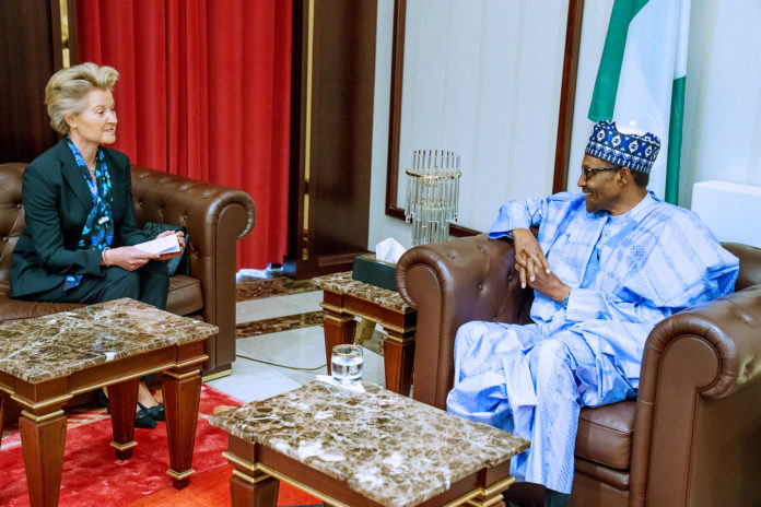 Presdient Buhari receiving Germany Ambassador to Nigeria