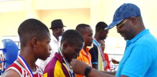 Honourable Minister of Youth and Sports Development, Mr Sunday Dare with Athletes