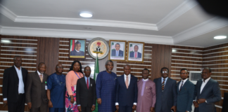 Minister of Mines and Steel Development, Arc. Olamilekan Adegbite (middle), Minister of State, .Dr. Uchechukwu Ogah