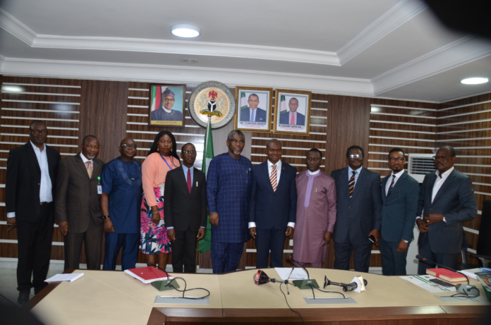 Minister of Mines and Steel Development, Arc. Olamilekan Adegbite (middle), Minister of State, .Dr. Uchechukwu Ogah