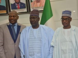 L-R: Managing Director of Shelter-Afrique, Andrew Chimphondah , Minister of Works and Housing for State , Engr Abubakar D Aliyu and The Permanent Secretary, Ministry of Works and Housing , Mohammed Bukar at the event.