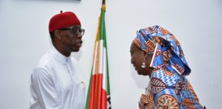 His-Excellency.-Sen.-Dr.-Ifeanyi-Arthur-Okowa-Executive-Governor-Delta-State-in-hand-shake-with-Dr.-Mrs-Folashade-Esan-Ag.-Head-of-the-Civil-service-of-the-Federation