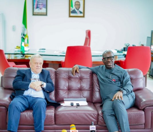 GOV GODWIN OBASEKI AND MR PIERRE VANDEBEECK, CHAIRMAN BOARD OF DIRECTORS, PRESCO PLC