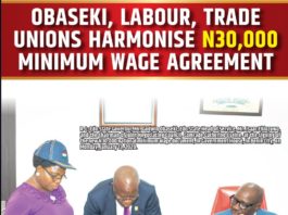 Gov Obaseki, Mr Godwin Ehiozuwa, Edo State Head of service, and Comrade Catherine Eseine