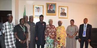 Minister of Industry, Trade and Investment, Otunba Richard Adeniyi Adebayo meeting with Ministry’s Union Executives in Abuja.