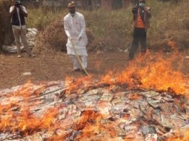 DG NFVCB, ALHAJI ADEDAYO THOMAS AT THE BURNING OF ILLICIT VIDEOS IN BENIN CITY