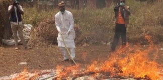 DG NFVCB, ALHAJI ADEDAYO THOMAS AT THE BURNING OF ILLICIT VIDEOS IN BENIN CITY