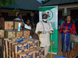 Right; the Representative of the Minister of Humanitarian Affairs, Disaster Management and Social Development, Director Rehabilitation, Nkechi Onwukwe