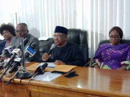 he Minister of Health, Dr. Osagie Ehanire, briefing the Press on latest developments on COVID19
