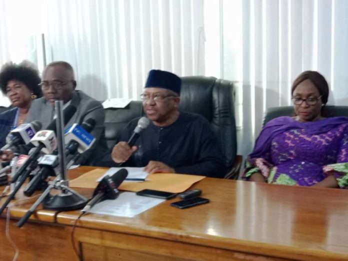 he Minister of Health, Dr. Osagie Ehanire, briefing the Press on latest developments on COVID19