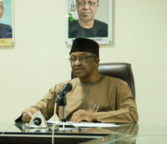 Honourable Minister of Health, Dr.Osagie Ehanire addressing the Press during the commemoration of 2020 World Malaria Day over the weekend in Abuja.