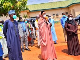 Middle: The Honourable Minister of Humanitarian Affairs, Disaster Management and Social Development, Sadiya Umar Farouq, Left; the Honourable Minister of FCT, Alhaji Muhammad Musa Bello, and Right; The Honourable Minister of State for FCT, Ramatu Tijjani Aliyu,