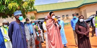 Middle: The Honourable Minister of Humanitarian Affairs, Disaster Management and Social Development, Sadiya Umar Farouq, Left; the Honourable Minister of FCT, Alhaji Muhammad Musa Bello, and Right; The Honourable Minister of State for FCT, Ramatu Tijjani Aliyu,