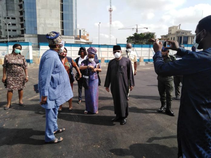 Dr. Osagie Ehanire, on inspection of the ThisDay Dome Abuja COVID-19 positives Isolation Centre, todayc5th May, 2020