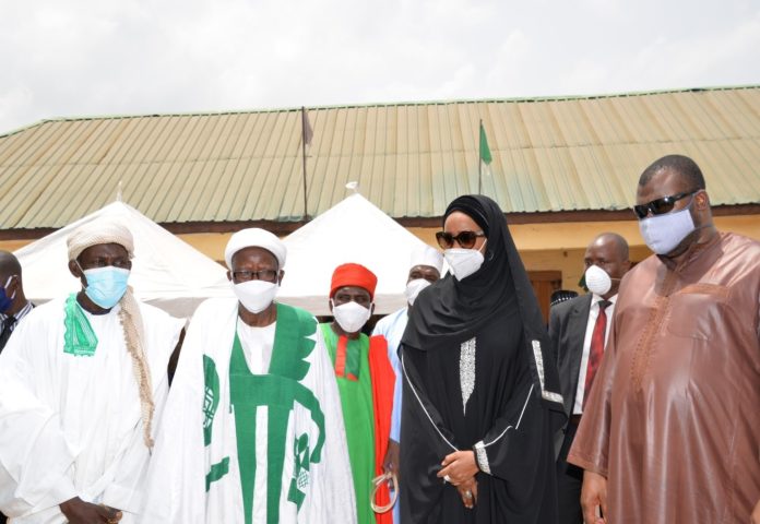 flagg off (2nd right) The Honourable Minister of Humanitarian Affairs, Disaster Management and Social Development, Sadiya Umar Farouq, (1st right) Special Adviser to the Minister on Disabilities, Attah Danjuma Abdullmalik, (2nd left) The Chief of Karmajiji Disabled Community, Alhaji Suleiman Muhammad Katsina
