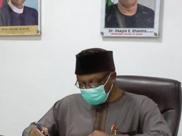 HMH Dr. Osagie Ehanire inaurating the Committee to review the Diaspora Professionals Healthcare Initiative (DPHI) Programme