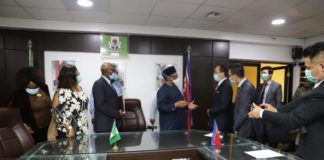 Honourable Minister of Health Dr. Osagie Ehanire signing the MOU on Health with PDRK