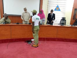 (2nd Left) The Permanent Secretary Federal Ministry of Humanitarian Affairs, Disaster Management and Social Development, Jalal Arabi, and the NYSC FCT Coordinator, Hajiya Walida Siddique Isa,