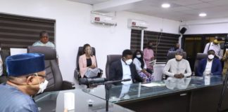 HMH, Dr. Osagie Ehanire with the visitors from Samsung and MTN who came to join FMOH in the fight against COVID-19.