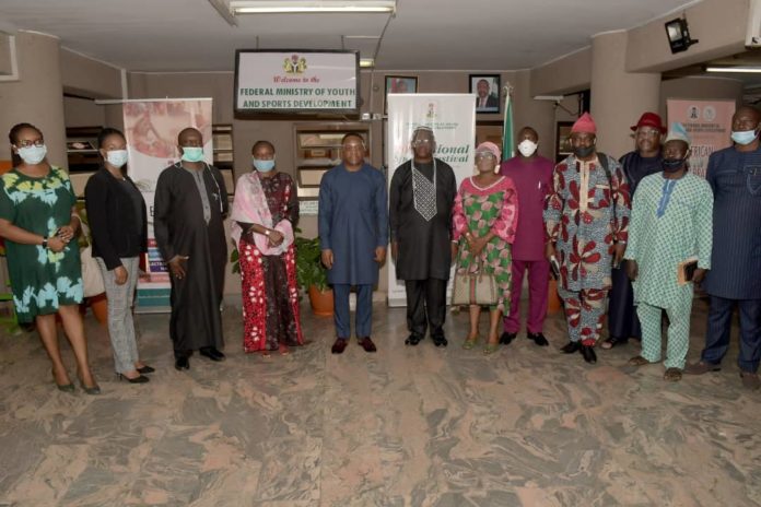 Occasion of the inauguration of Committee Members By the Permanent Secretary on Official Commissioning /Launching of the Sports Hall of Fame and Second Edition of Nigeria Sports Book of Records today, July 3rd 2020. Occasion of the inauguration of Committee Members By the Permanent Secretary on Official Commissioning /Launching of the Sports Hall of Fame and Second Edition of Nigeria Sports Book of Records today, July 3rd 2020.