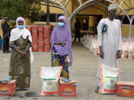 Some beneficiaries of the Federal Government palliatives for People Living with Disabilities in Kwali Area Council, July 4, 2020