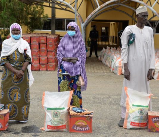 Some beneficiaries of the Federal Government palliatives for People Living with Disabilities in Kwali Area Council, July 4, 2020